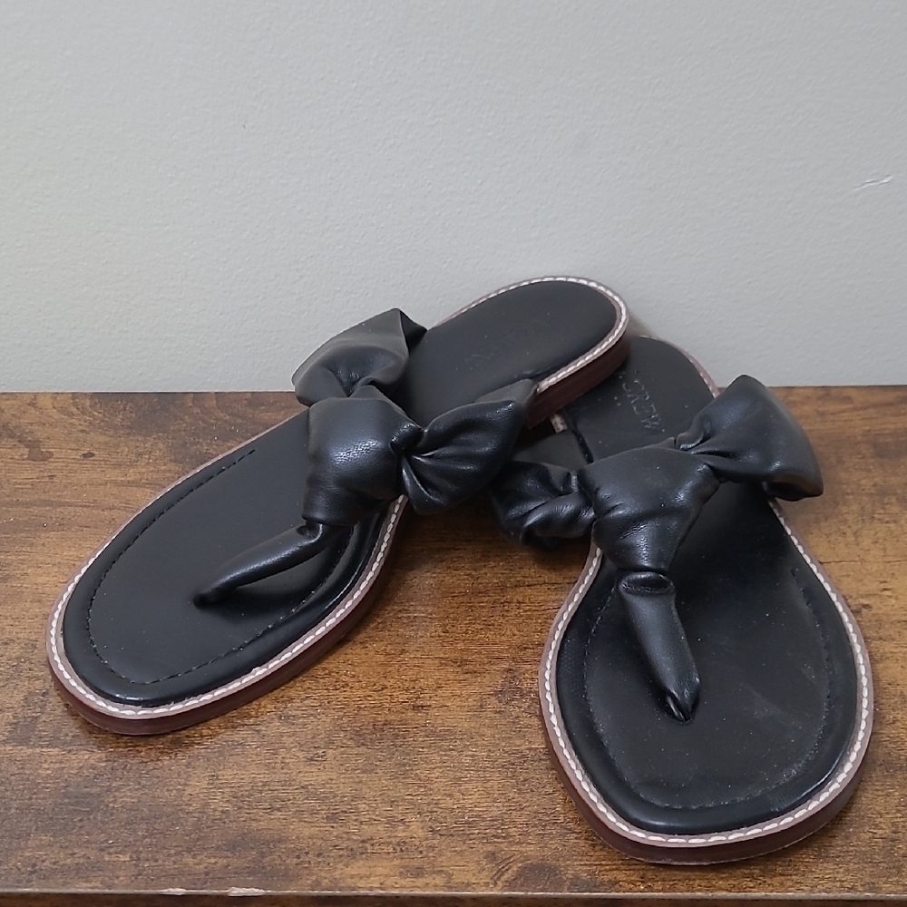 J Crew Factory Black Knotted Thong Sandals size 7